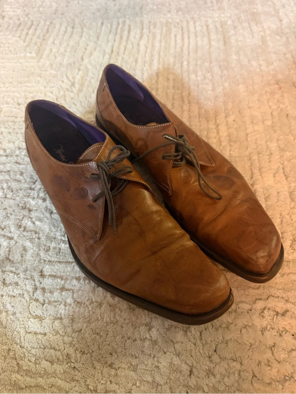 Men's Tan Leather Derby Shoes - Classic Lace-Up Dress Oxfords